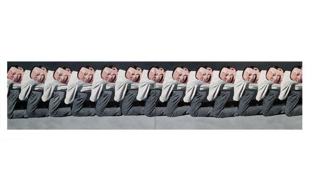 Everybody Connects to Everybody, 1997, huile sur toile, 127 x 526 cm  M+ Sigg Collection - © Yue Minjun